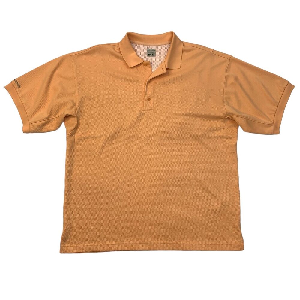 Columbia Polo Shirt Mens L Large Cantaloupe Short Sleeve PFG Fishing Hiking Golf
